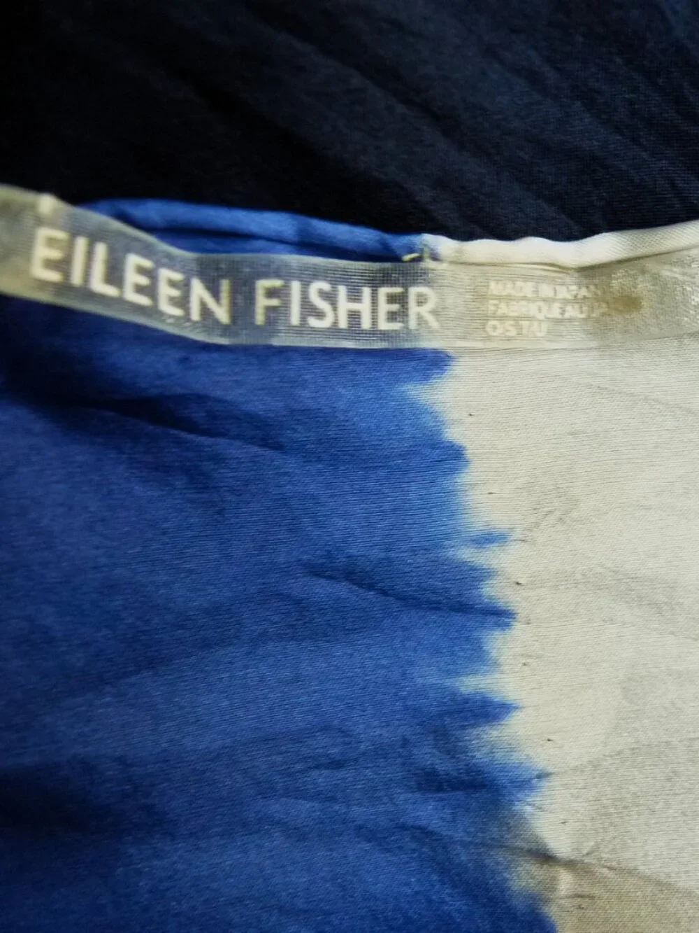 Eileen Fisher ombre blue crinkle silk scarf